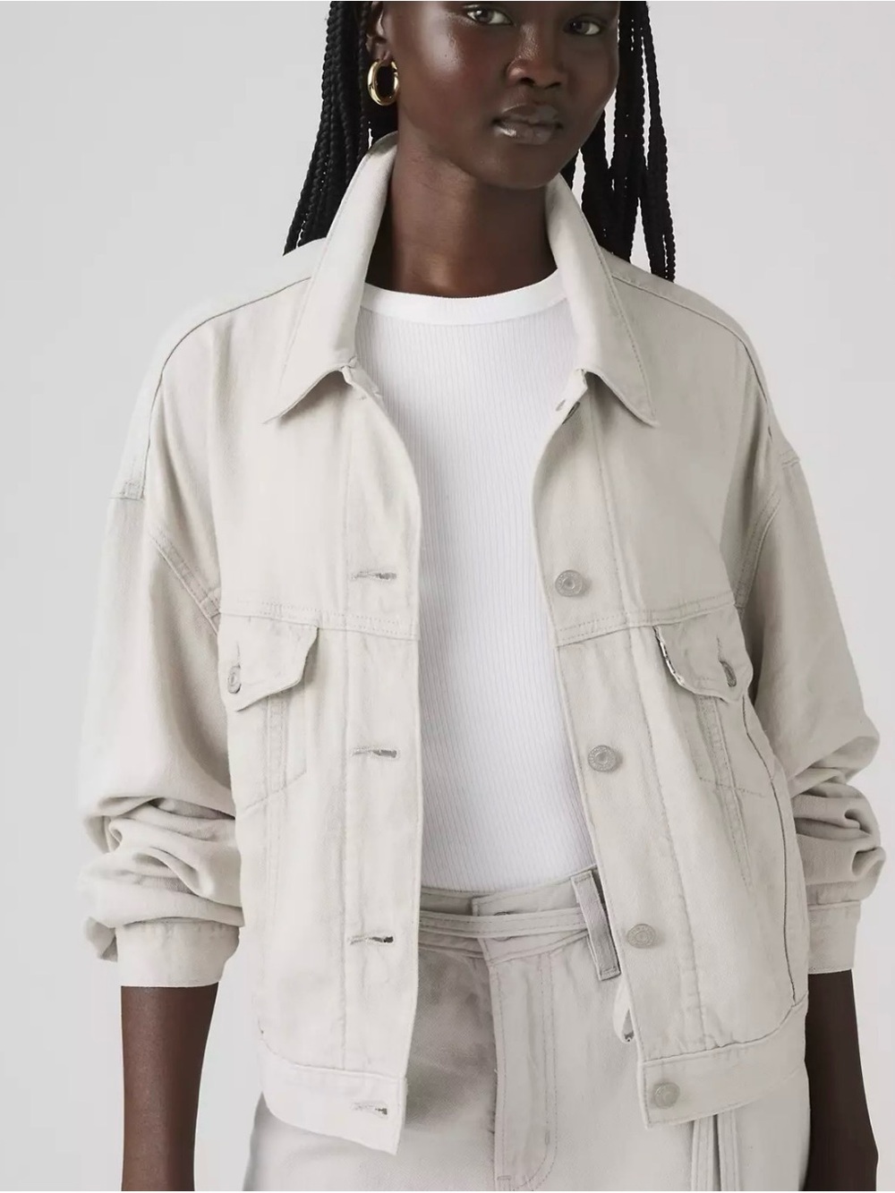 Levi’s Shrunken ’90s Trucker Jacket Linen Blend XL Neutral Beige